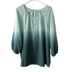 J.Jill Pure Jill Ombré Blue Linen Blouse